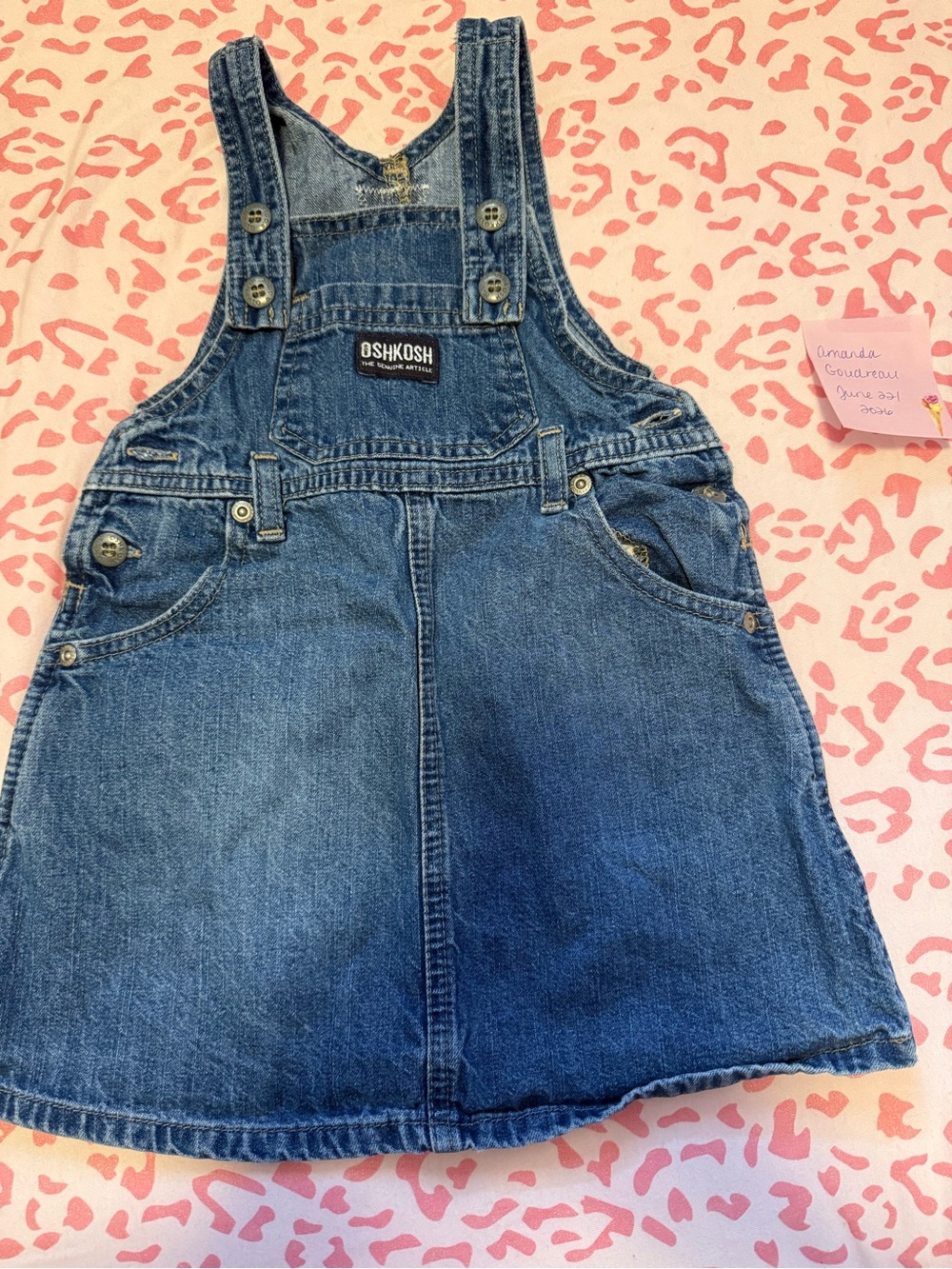 Vintage OshKosh B'gosh Dark Blue Denim Pinafore Overall Dress